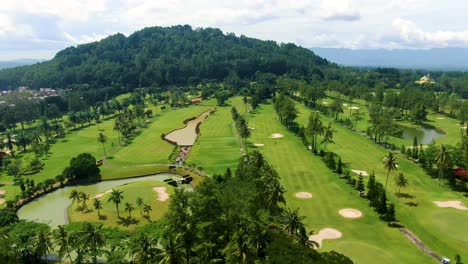 luxurious exotic golf course, grand exclusive venue aerial panoramic view