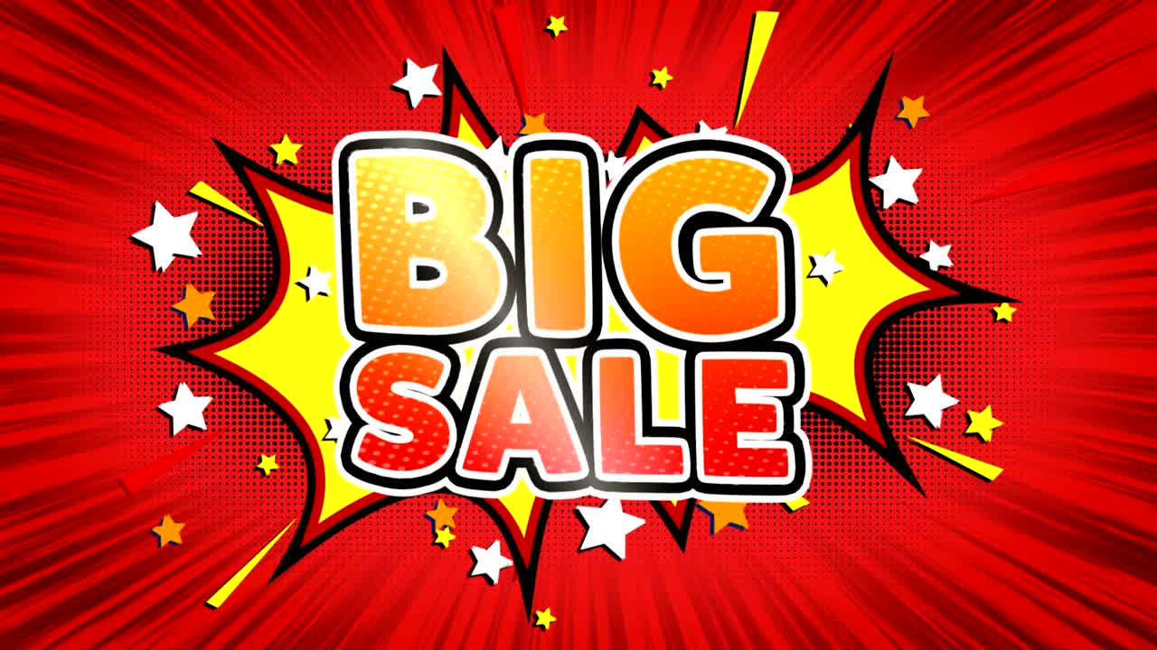 큰 판매 단어 레트로 만화 버블 원활한 루프