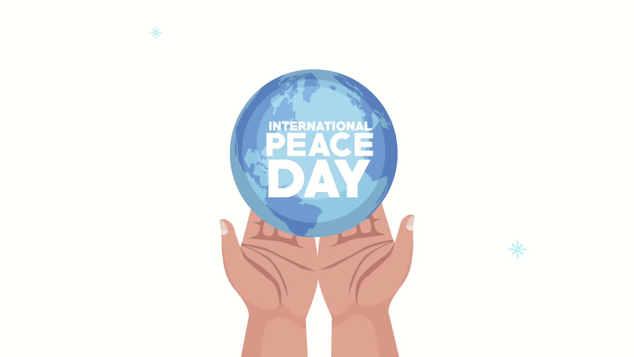 국제 평화의 날 손으로 글자를 올리는 행성