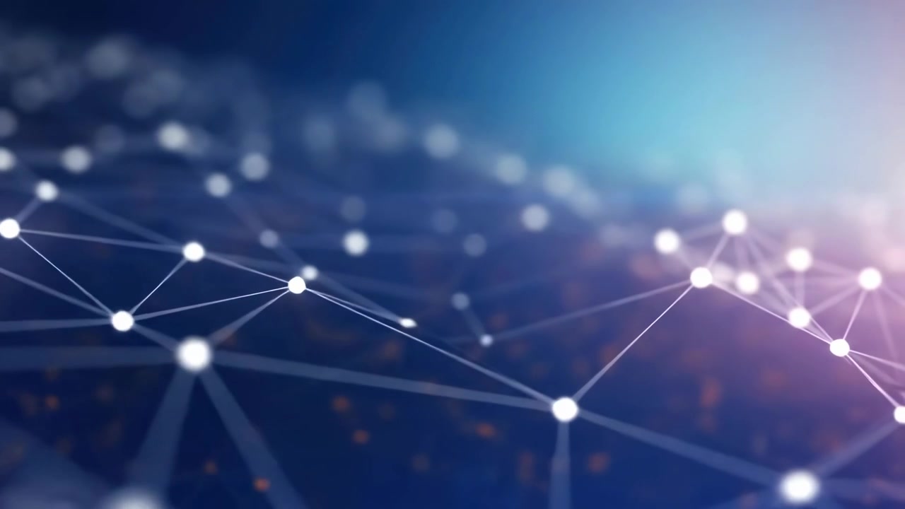 Animated Digital Network Connection with Glowing Dots and Lines