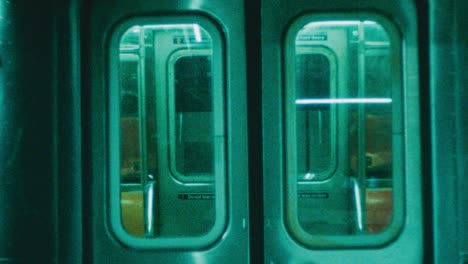 artistic 16mm filmfootage of new york city subway doors opening