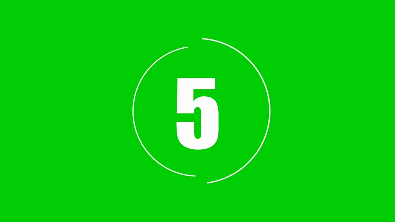 Flat cartoon countdown number ten to zero animation on green screen background. 4k