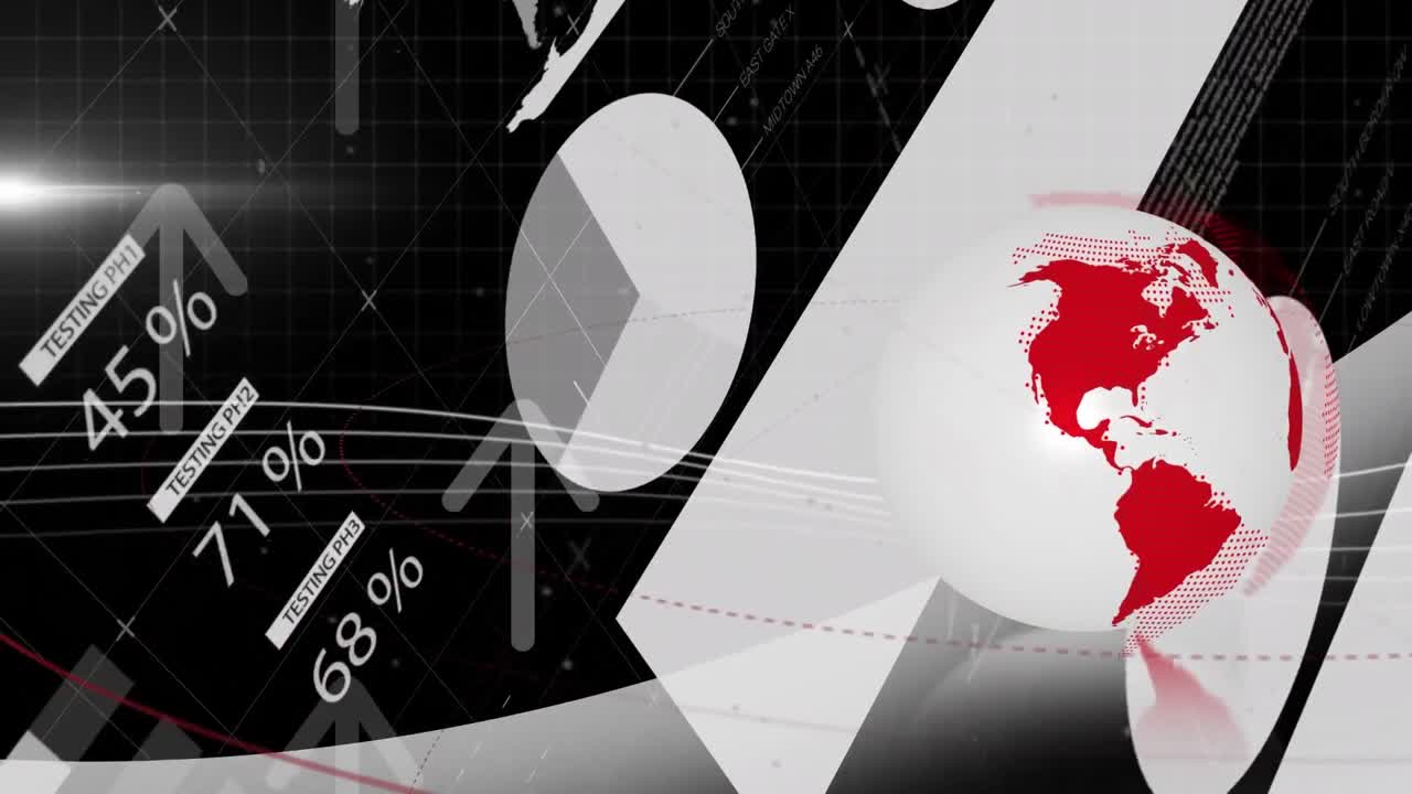 지구, 그래프 및 데이터의 애니메이션 검은 배경