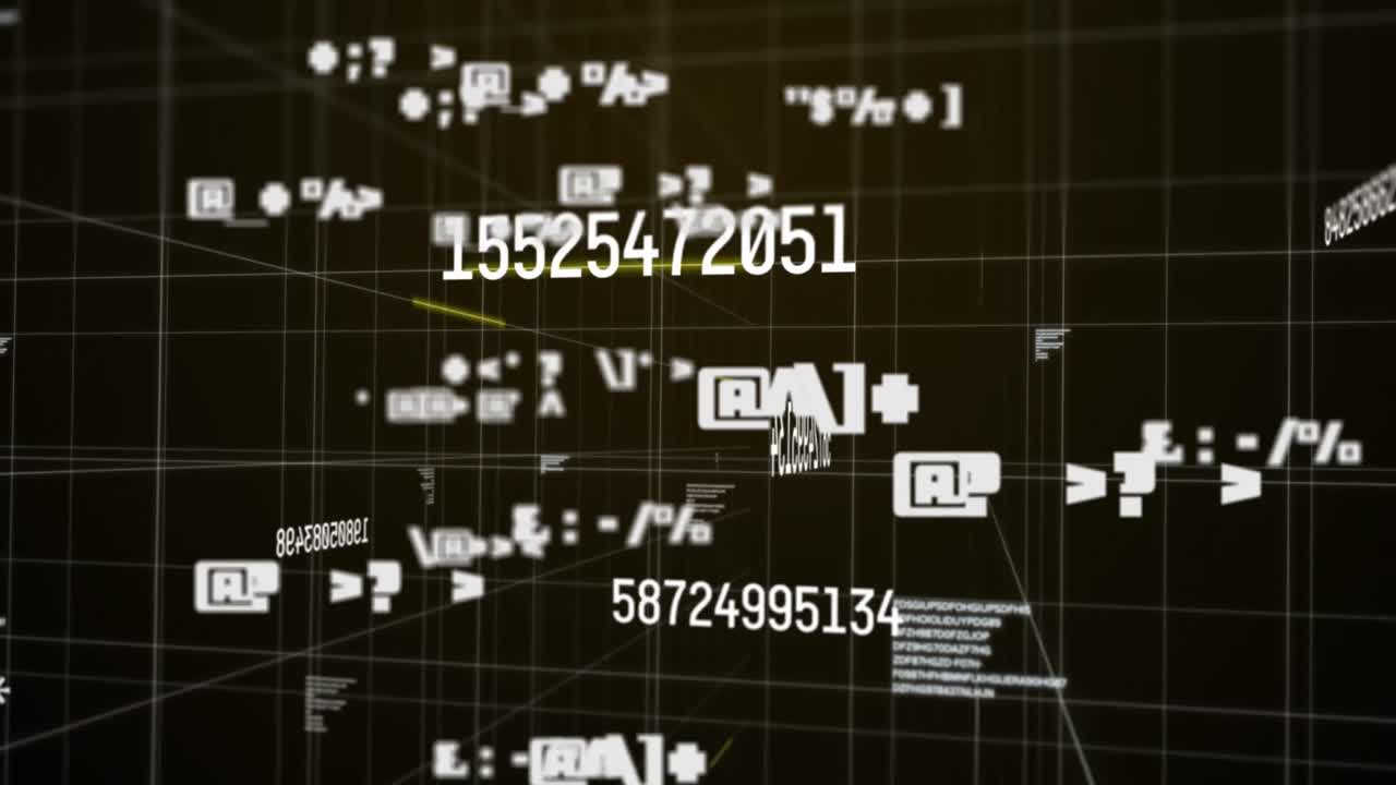 Animation of numbers changing with data processing on brown background