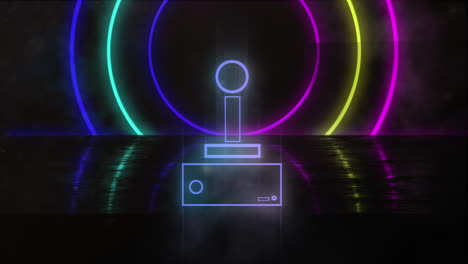animación del joystick sobre formas de neón sobre fondo negro