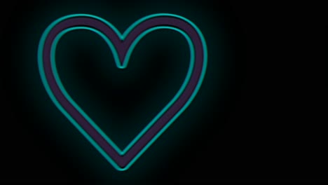 Pulsing-neon-romantic-hearts-in-rows-on-black-gradient