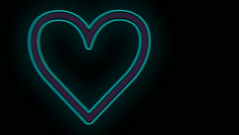 pulsing neon romantic hearts in rows on black gradient