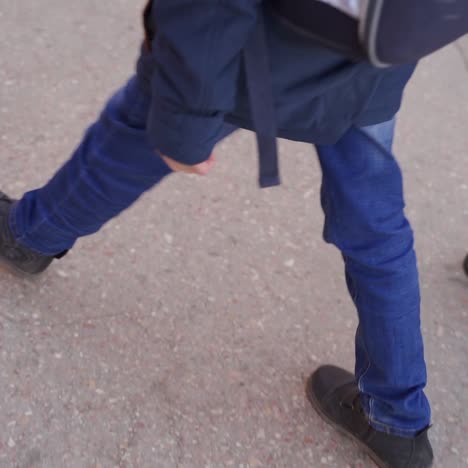 friends are going to school. back to school. slow motion.