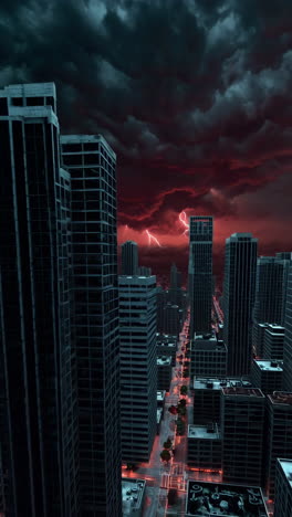 stormy cityscape at night