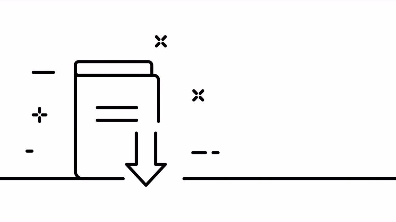 Book with an arrow. Download electronic book, distance learning, remote, learn, study, knowledge. Education concept. One line drawing animation. Motion design. Animated technology logo. Video 4K