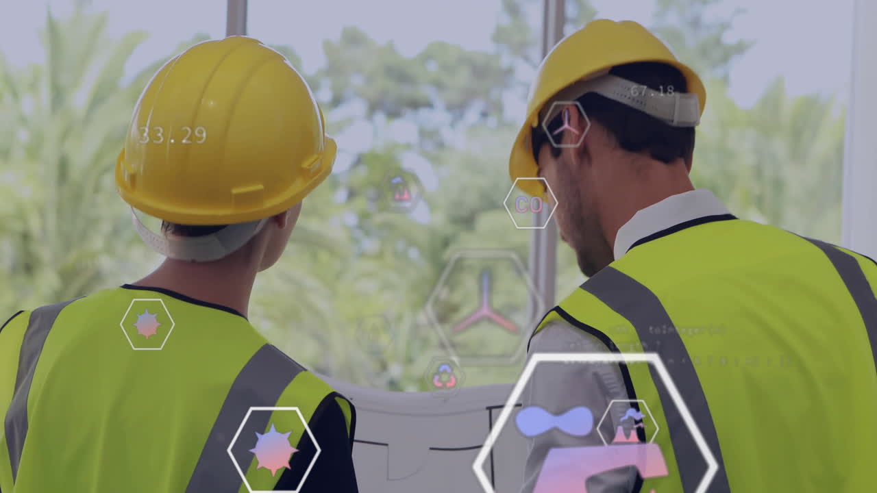 다양한 아키텍트에 대한 에코 아이콘 및 데이터 처리의 애니메이션