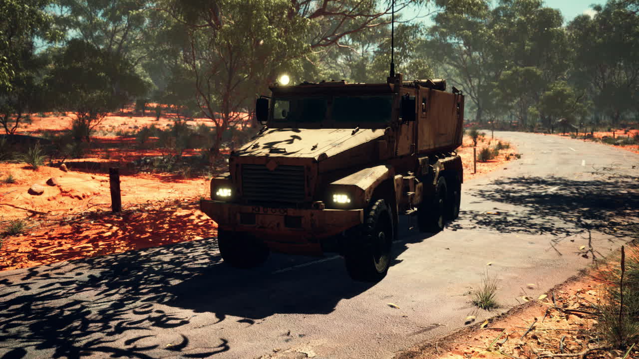 vehículo blindado de convoy en la carretera