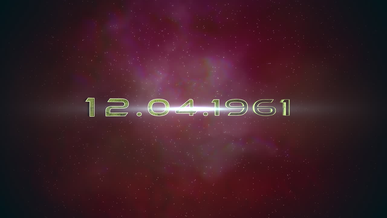 12.04.1961 with flash of star and dark red clouds in galaxy