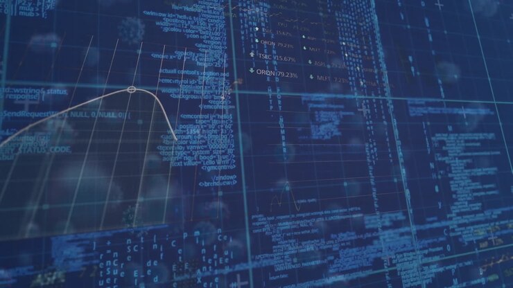 Animation of financial data processing over virus cells