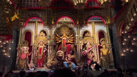 during this time of durga puja, one of the main festivals of bengalis, people throng the idol premises in large numbers to see the goddess.