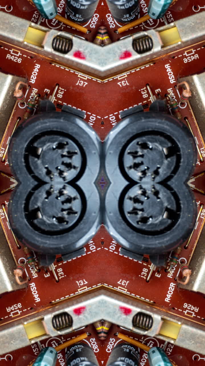 una toma macro de una placa de circuitos en vertical