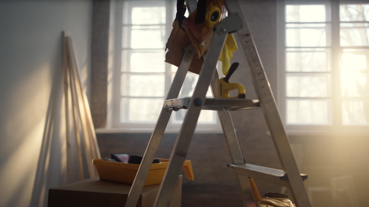 Tools for house renovation on new house. Equipment for home repair.