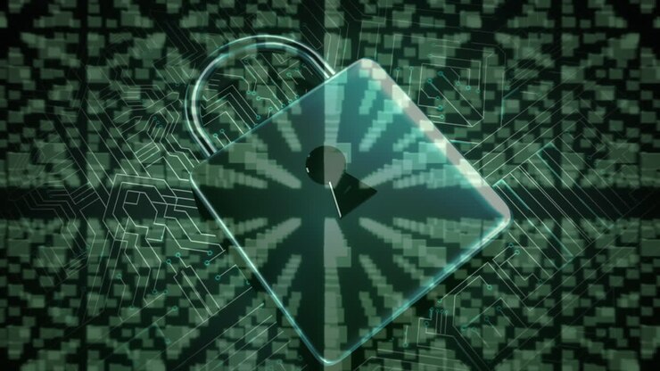 Animation of processor and online security padlock