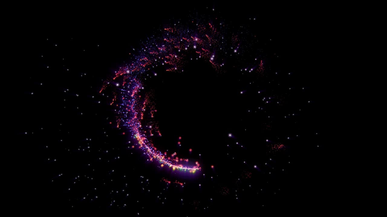 círculo de bucle fluyendo rastros de partículas resplandor elemento brillante remolino y movimiento flotante 4k.