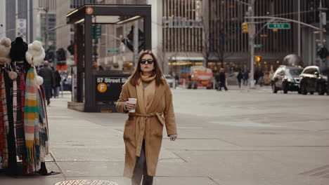 woman walking in new york city