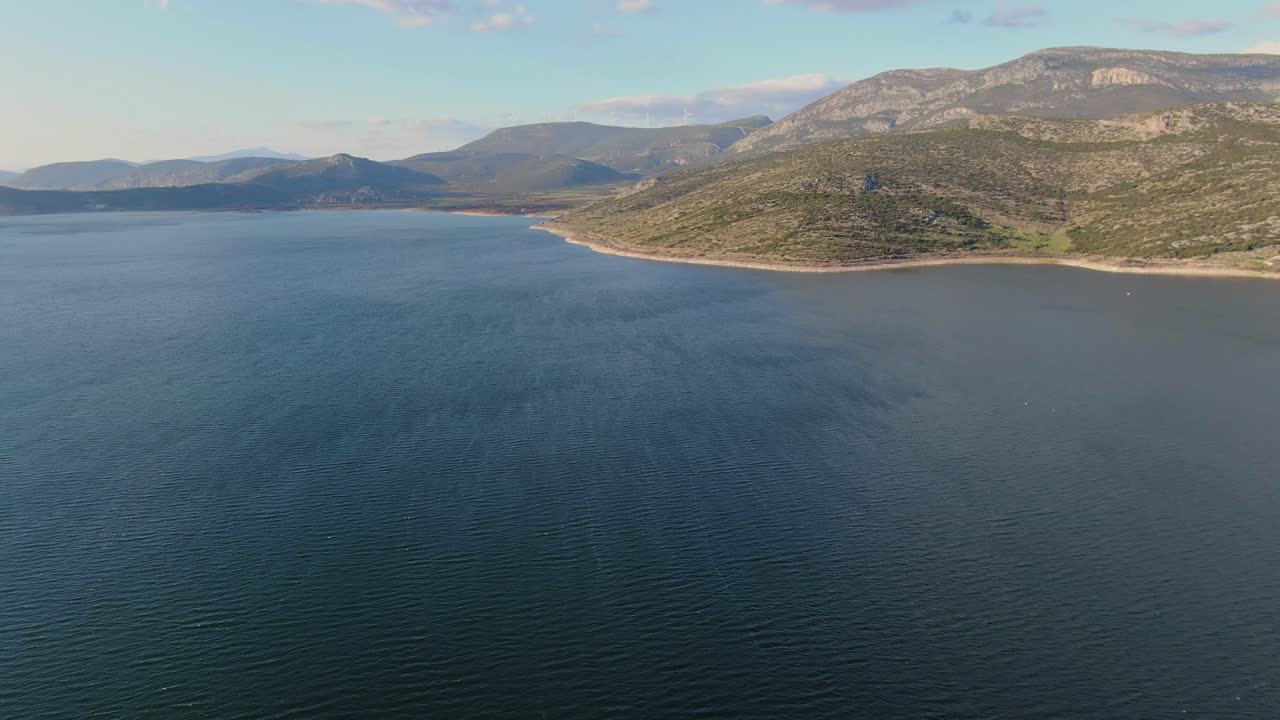 Panoramic shot of Lake Yliki in Greece at midday