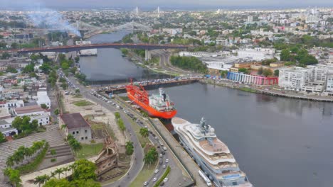 aerial view of puerto don diego, seen from the air, with a luxury yacht owned by amazon, jeff bezos