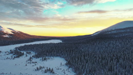 timelapse in a winter valley while the sun rises