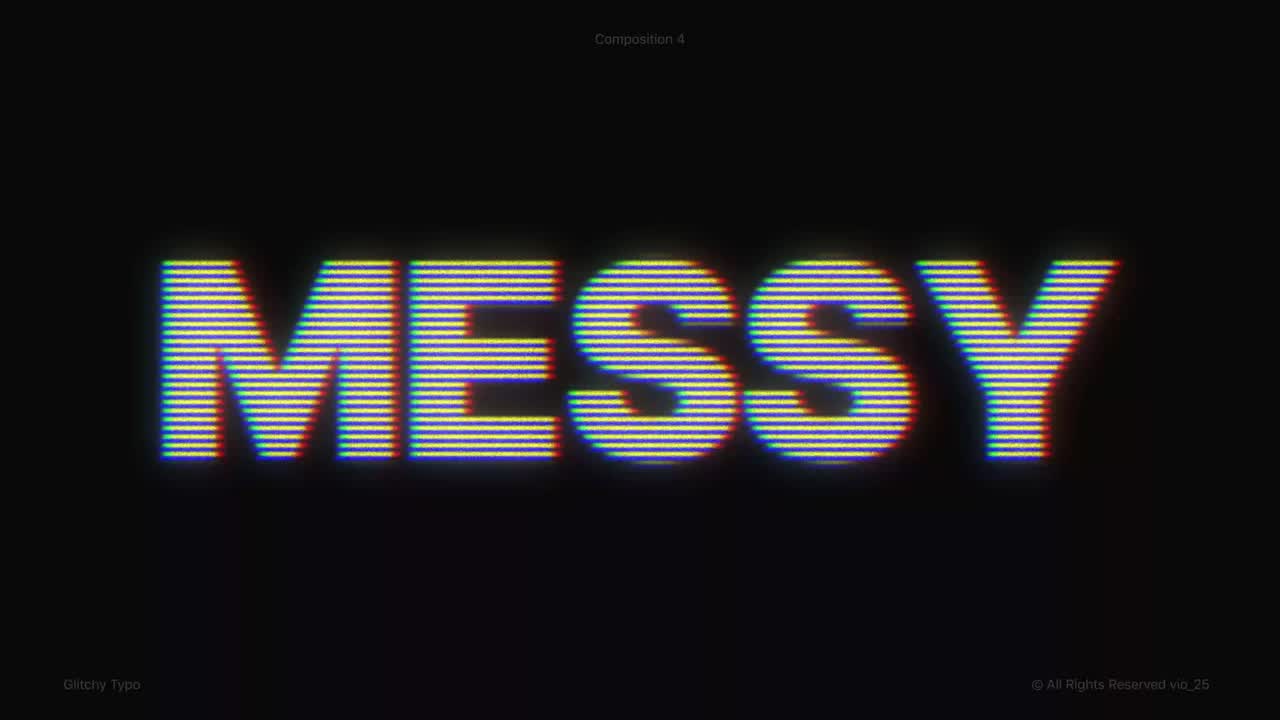 Animated Glitch Text with Retro Digital Scanline Effect