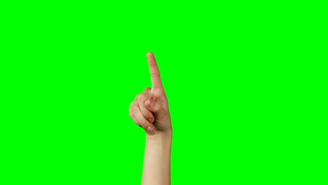 person making hand gesture against green screen background