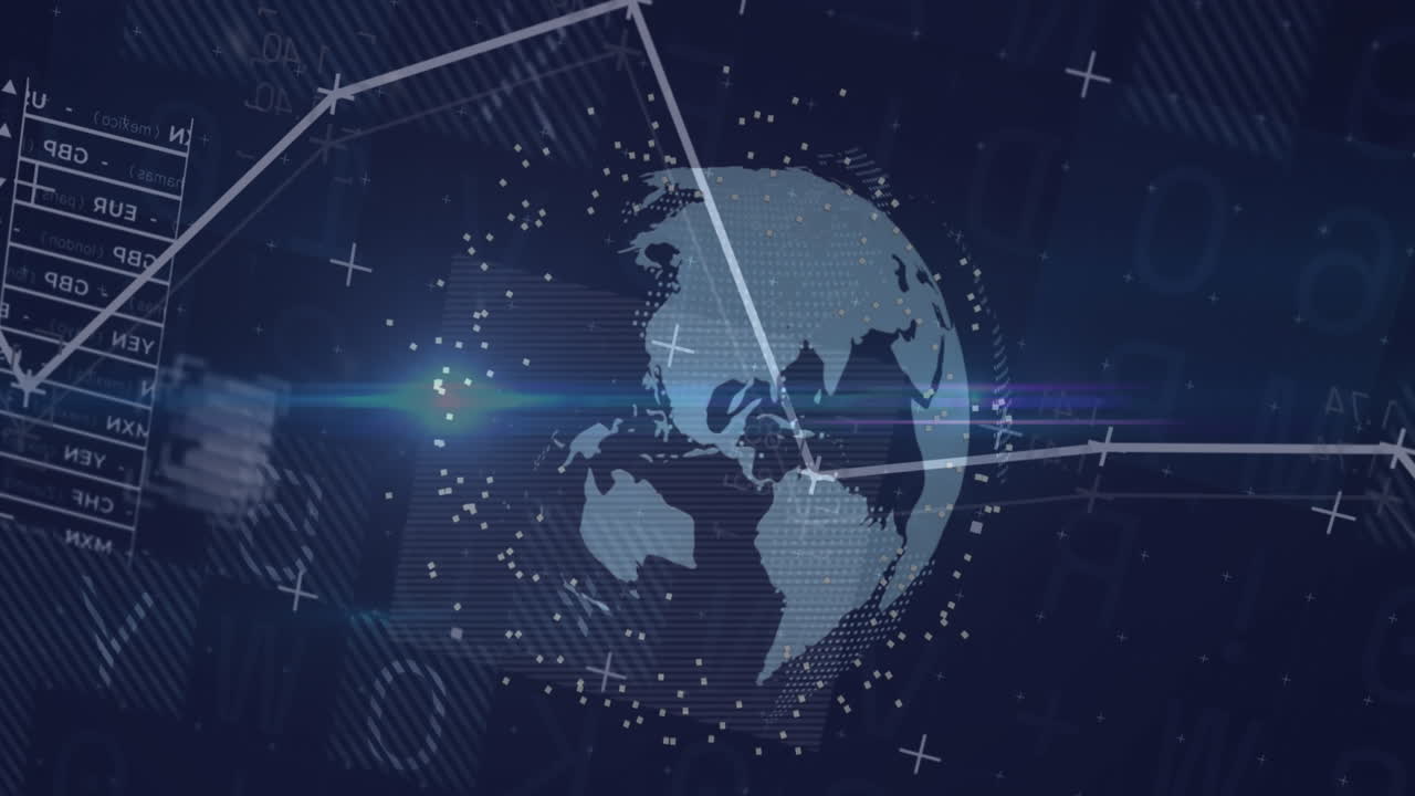 검은 바탕 위의 금융 데이터 처리의 애니메이션