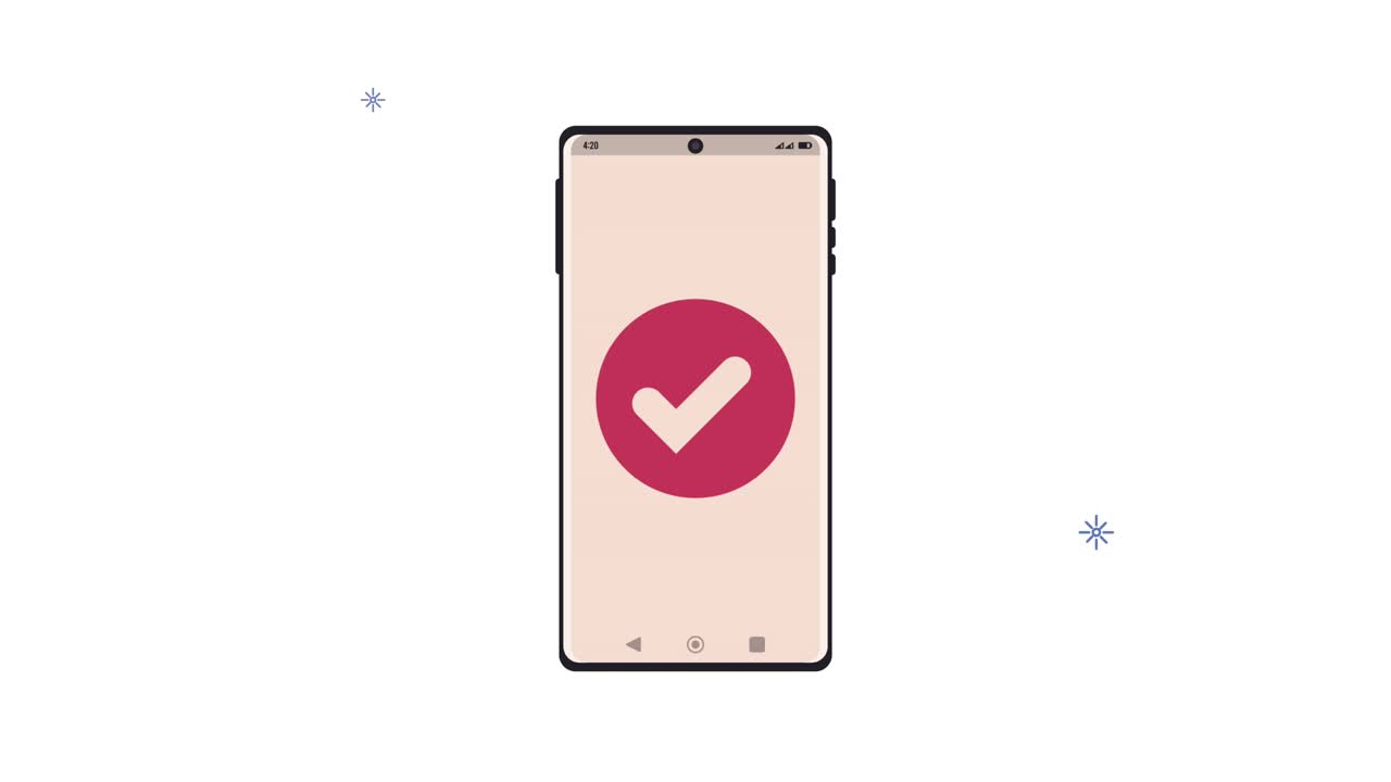teléfono inteligente con icono de símbolo de comprobación