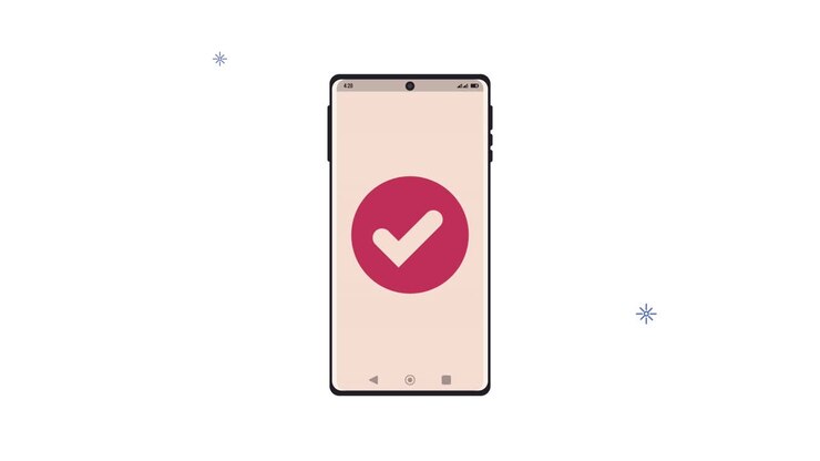 smartphone con l'icona del simbolo di controllo