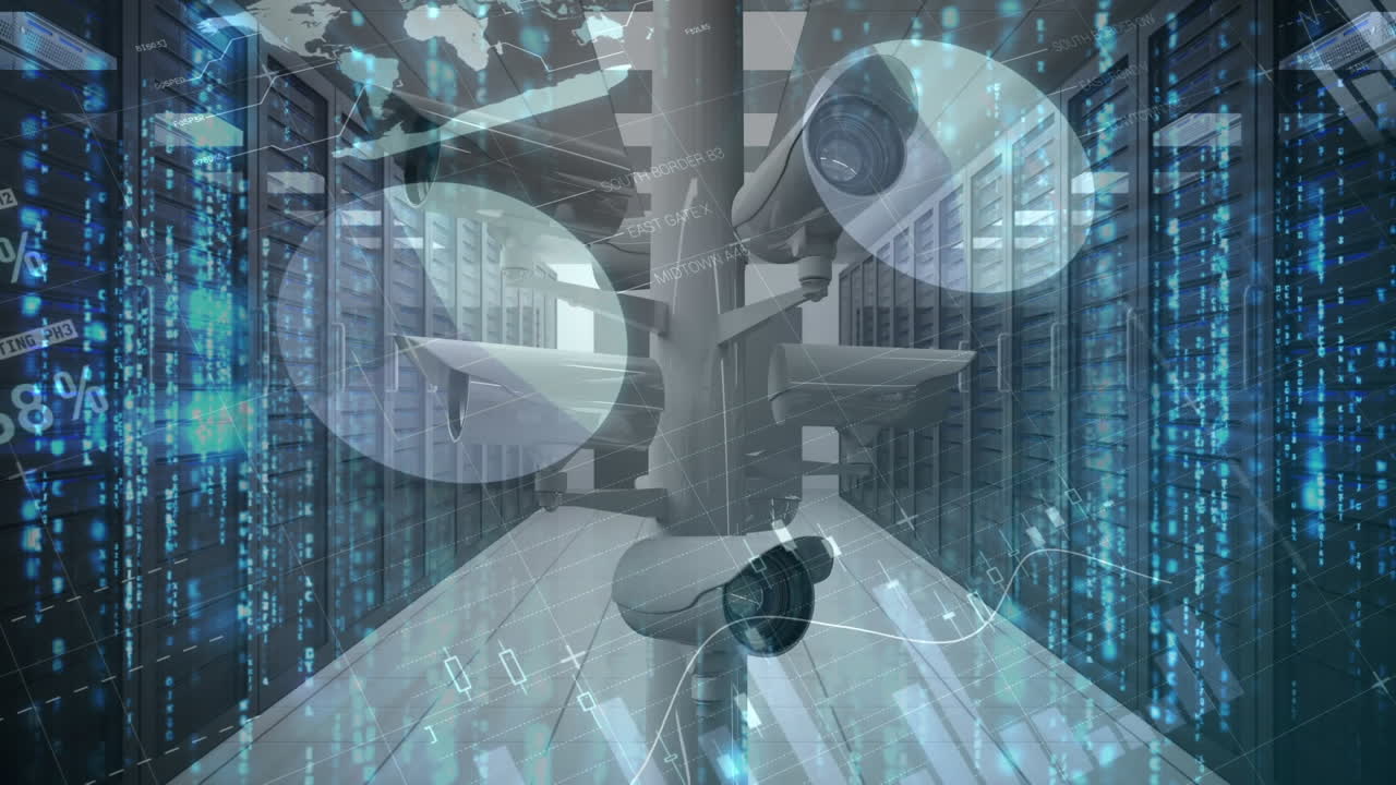 Surveillance cameras in a hallway