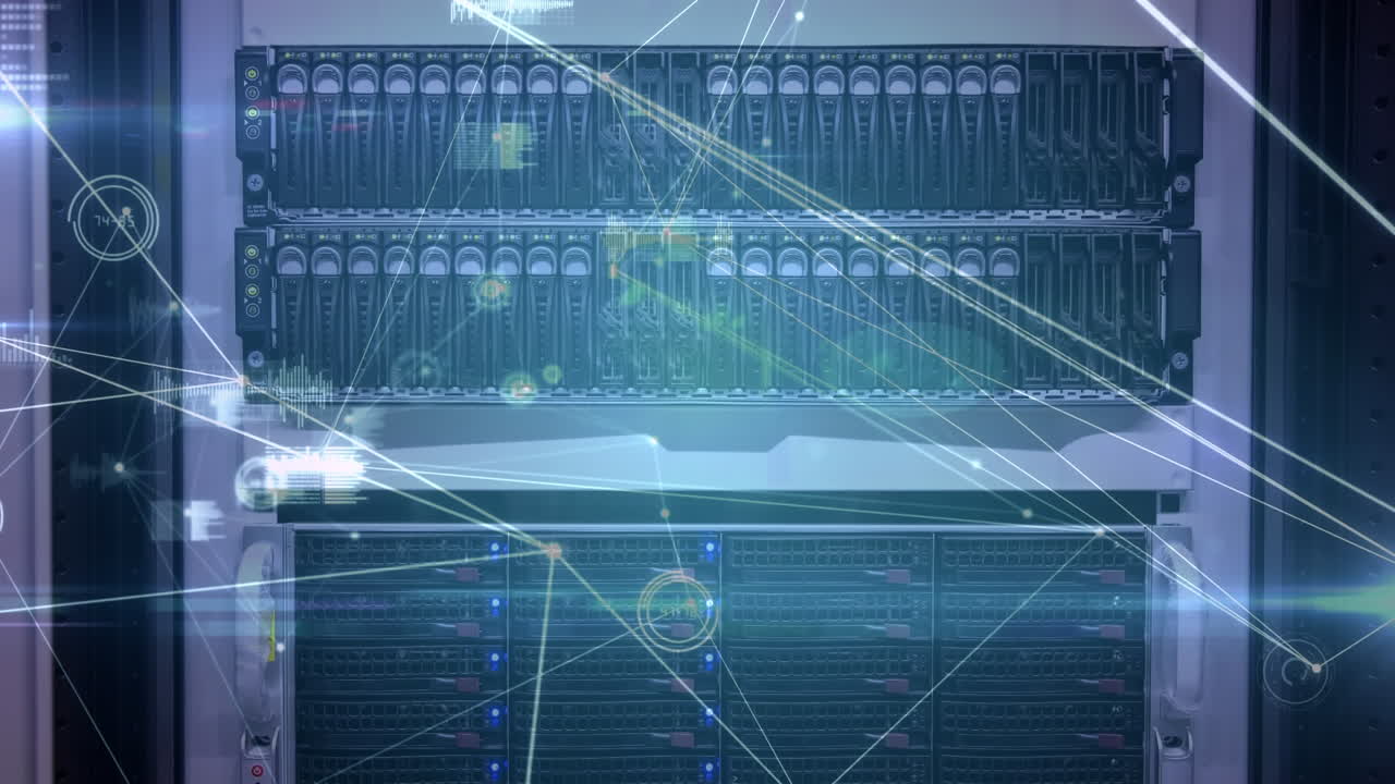 Animation of network of connections over computer server hardware
