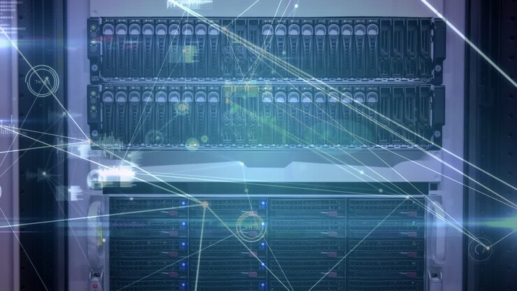 Animation of network of connections over computer server hardware