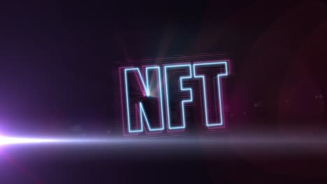Animation-of-nft-over-violet-light-and-black-background