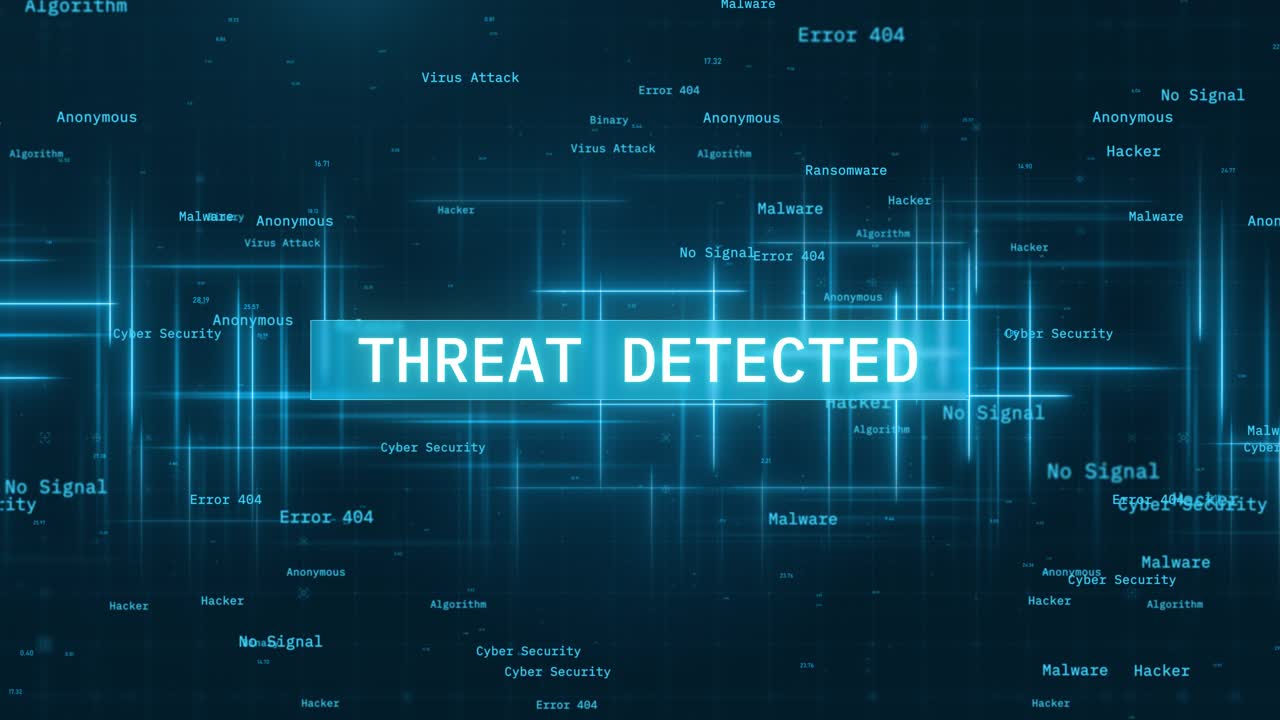 Threat Detected: Cybersecurity Alert with Encrypted Binary Code and Futuristic Graphic
