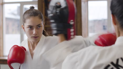 young woman doing martial arts