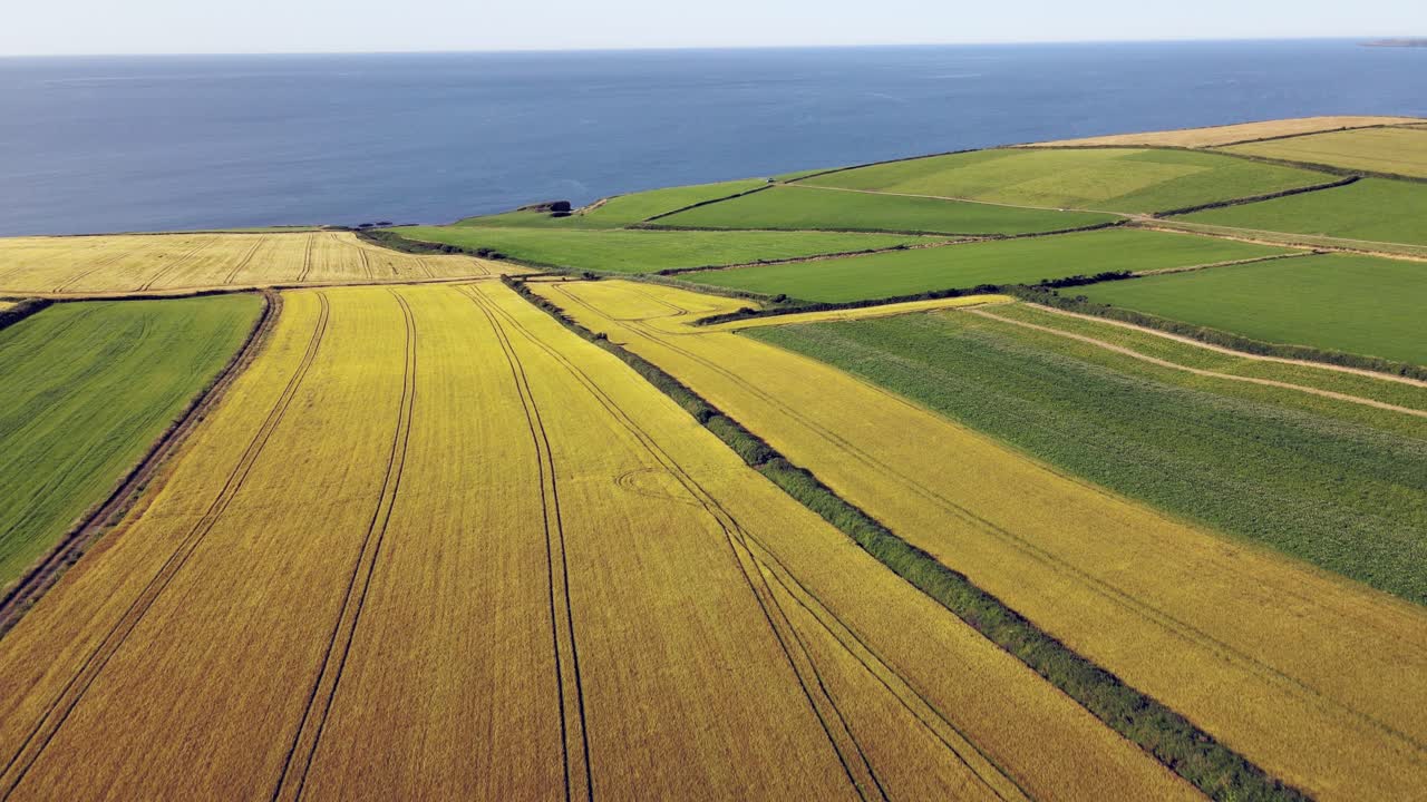 Rural, coastal region with rich crop fields and ocean views