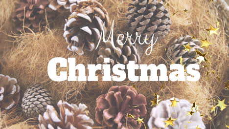 christmas-themed digital art showcases pine cones and straw.