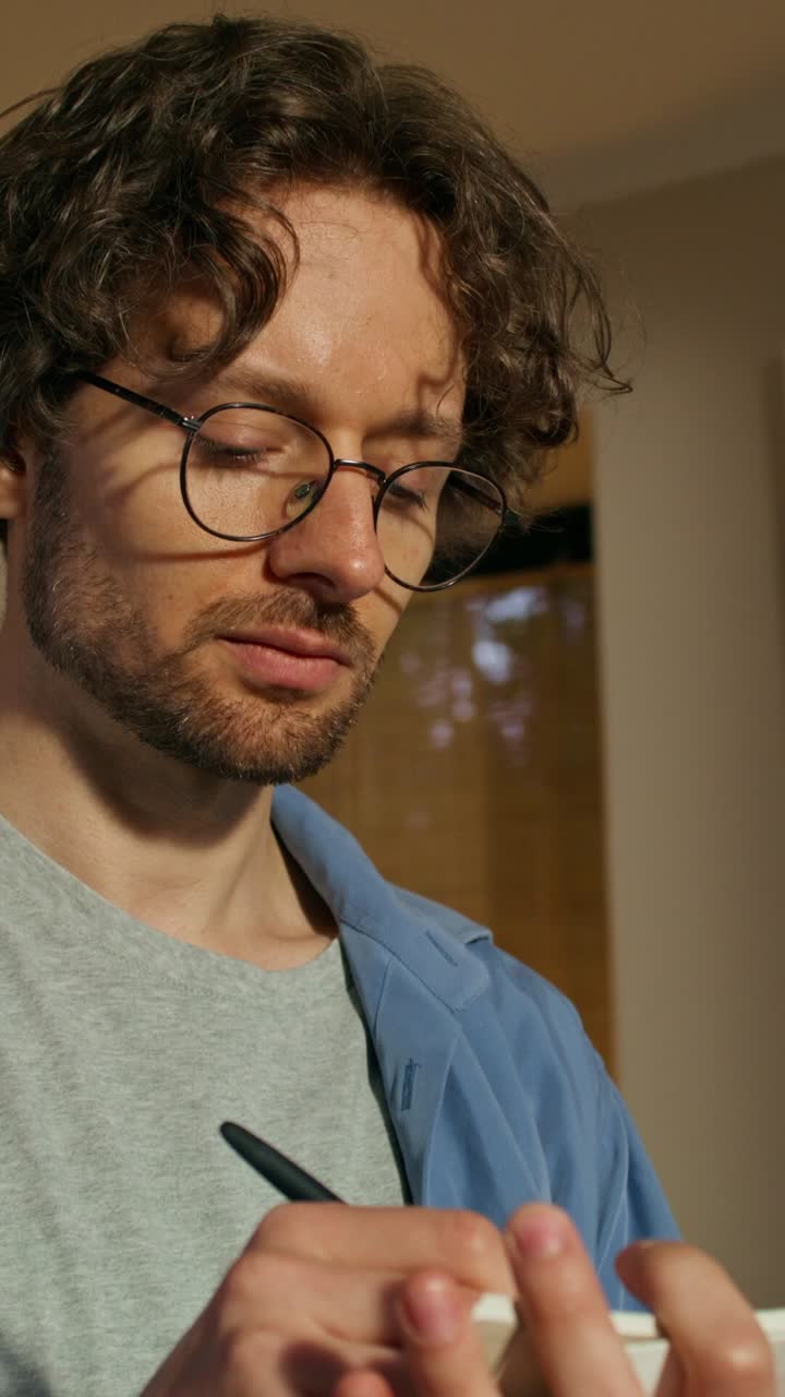 hombre escribiendo en un cuaderno