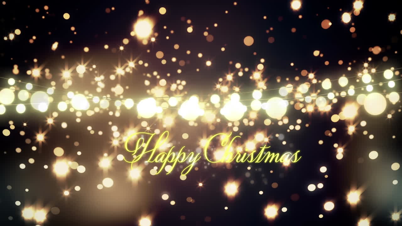 크리스마스 축하 문자 위에 반 ⁇ 이는 요정 불빛의 애니메이션