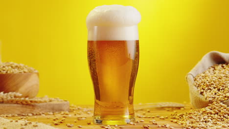 glass of beer with barley