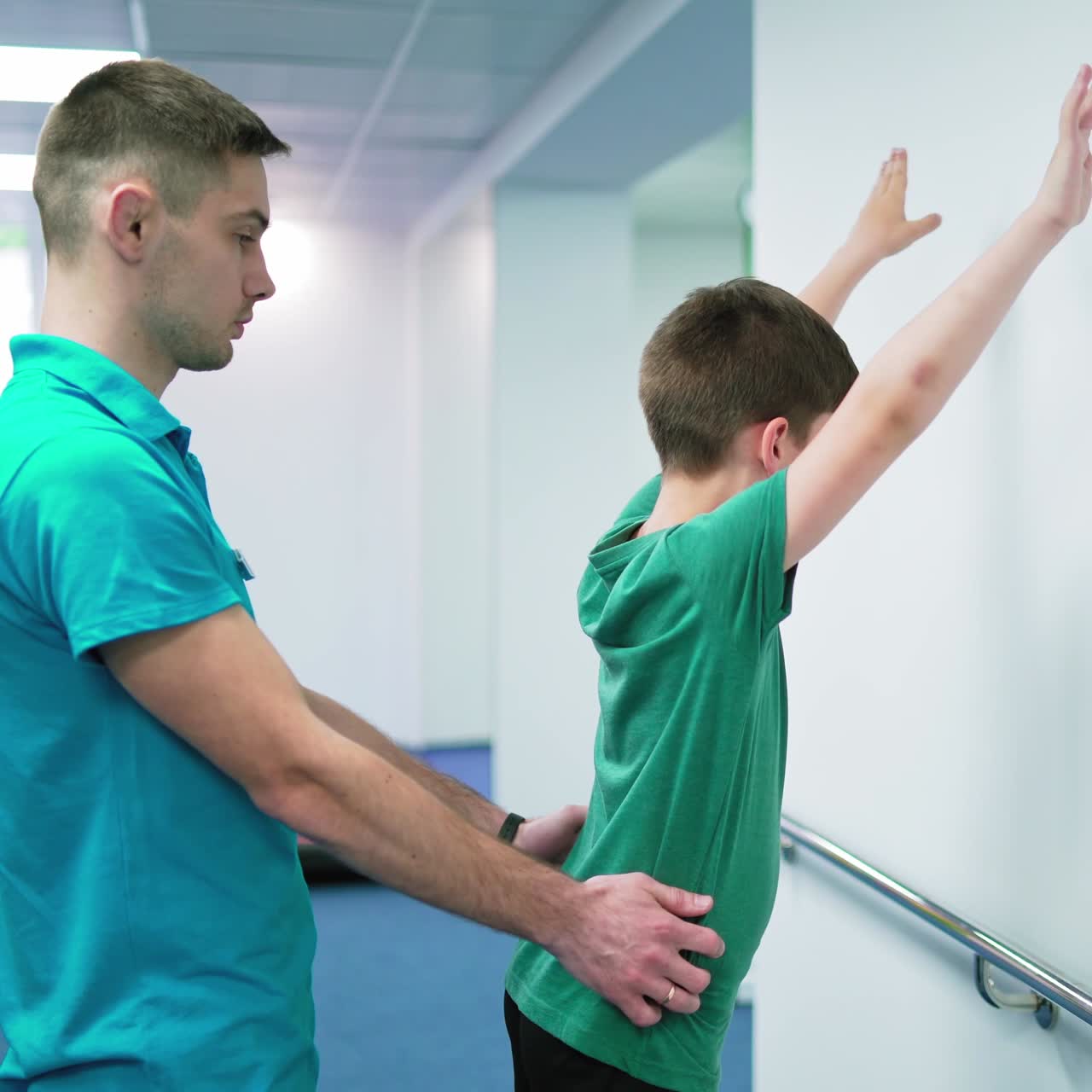 Physiotherapist working with patient