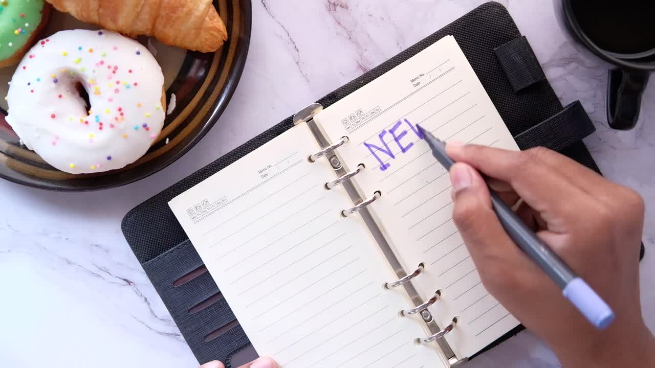 새해의 결심을 노트북에 쓰는 것