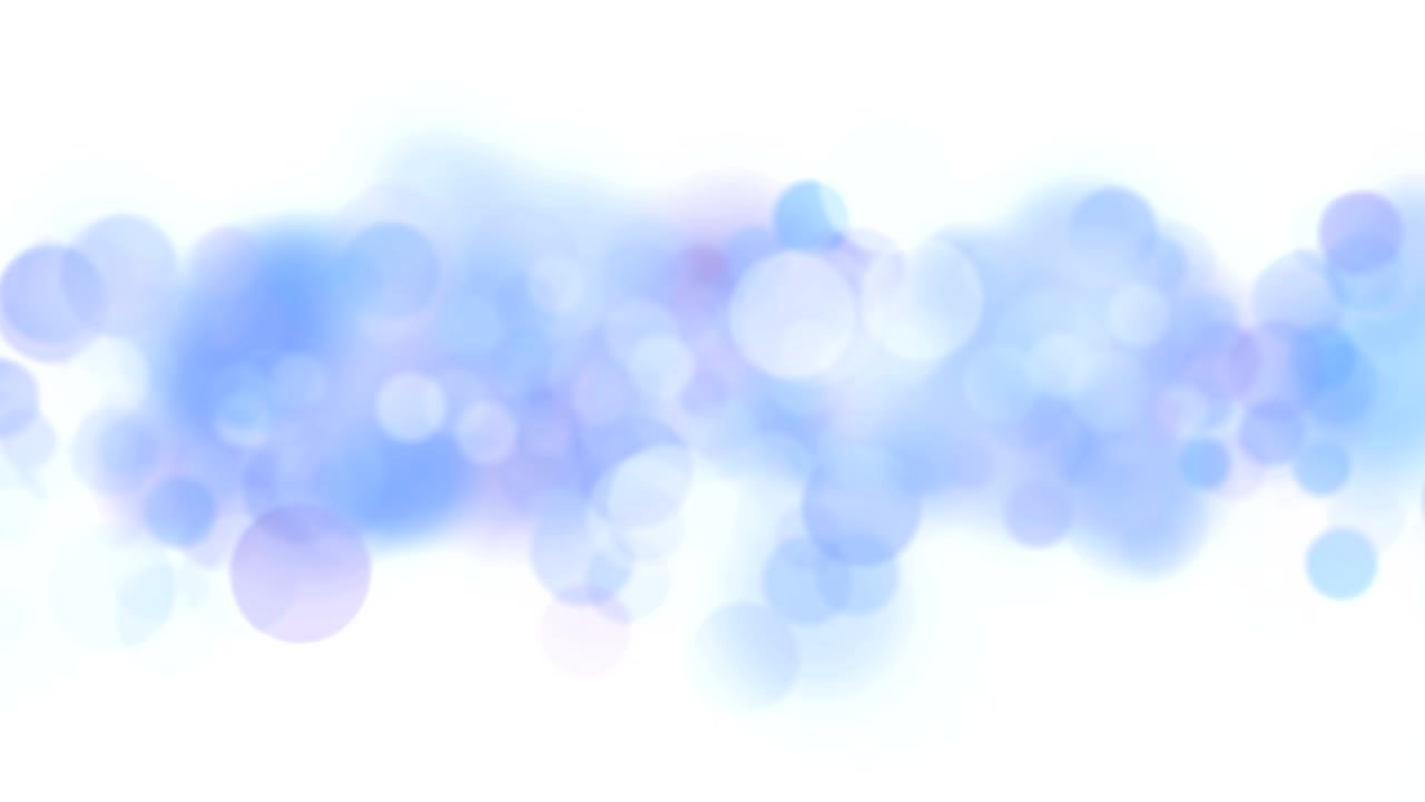 Blue Bokeh Circles Flying in Seamless Background Animation on White. Looped Blue Blurred Blinking Particles.