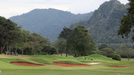 golfers enjoying a game in a tranquil setting