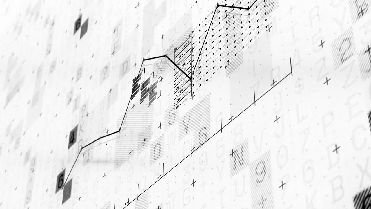 animación del gráfico financiero sobre el procesamiento de datos sobre fondo blanco