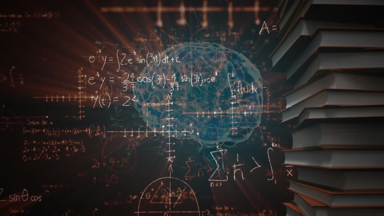 Animation of mathematical data processing over human brain