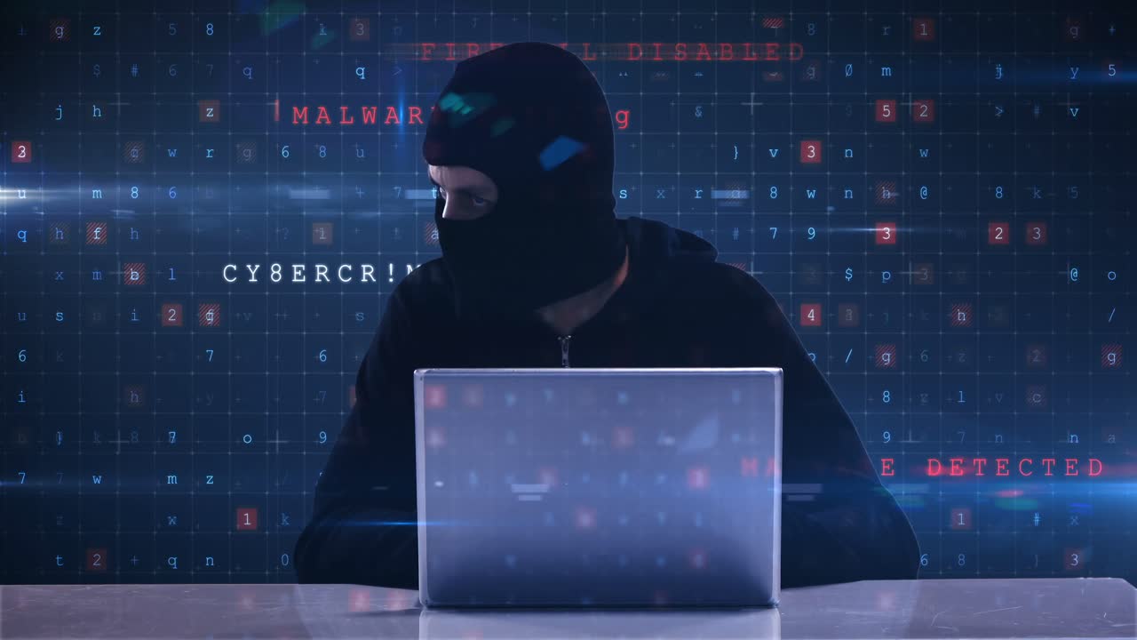 Hacker using laptop